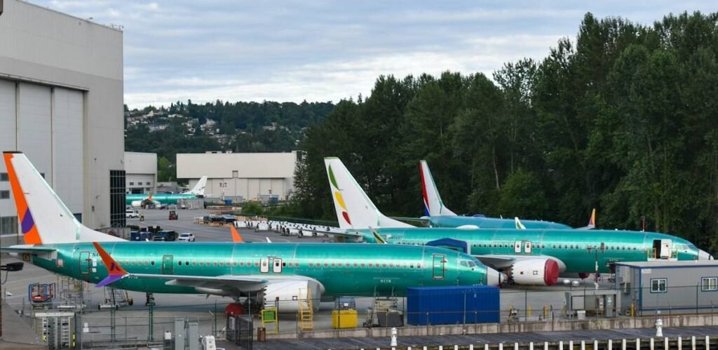 Unpainted Boeing 737s outside the factory, where most new hires never take a Boeing assessment test