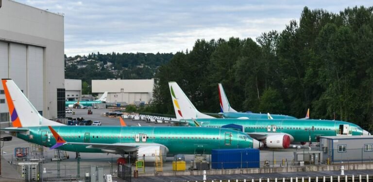 Unpainted Boeing 737s outside the factory, where most new hires never take a Boeing assessment test