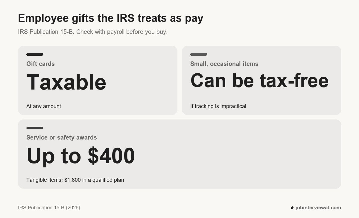 Corporate gift companies and taxes: IRS rules for employee gift cards, small occasional items and service or safety awards