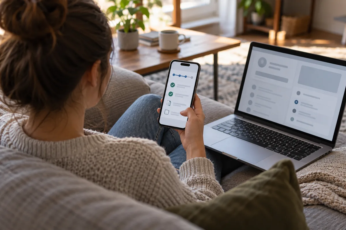 How to follow up on a job application: applicant checking the application status and pending steps in a hiring portal