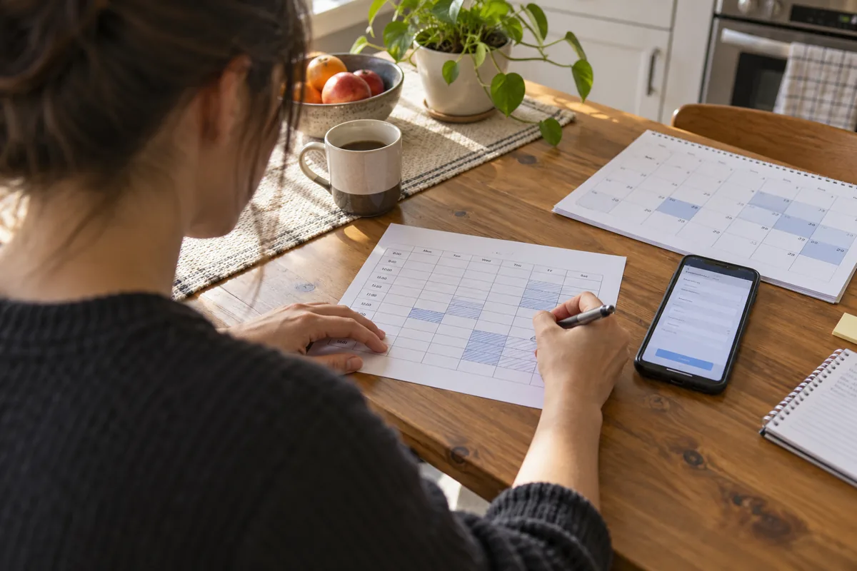 How to get a job fast: job seeker filling in a weekly availability grid before applying for hourly jobs